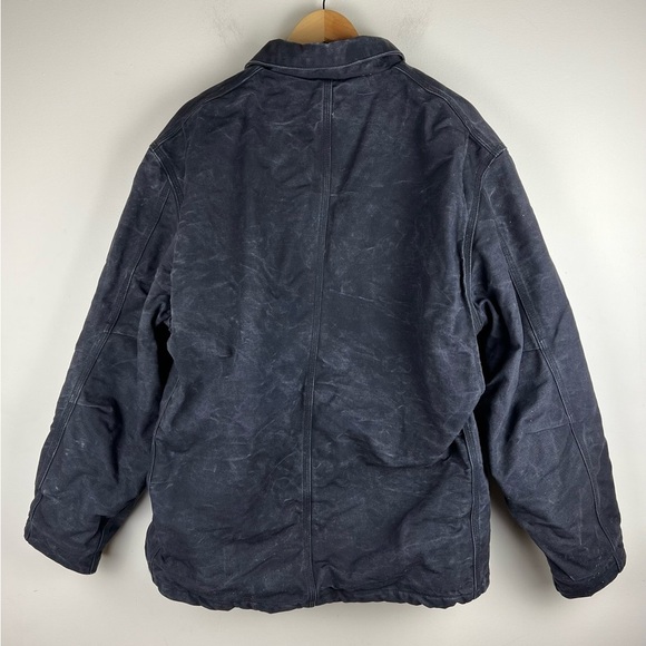 Carhartt | Canvas Duck Quilt Lined Chore Barn Work Coat Navy Fire Resistant | L - Picture 4 of 15